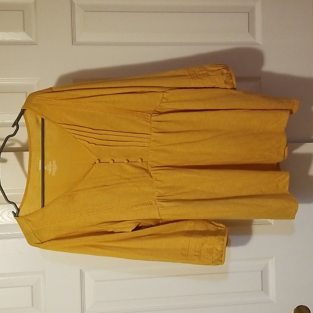 NWT Sonoma Mustard Yellow Babydoll Maternity Top - XL